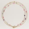 My Jewellery Collier Triple Avec Perles Roses Et Violettes Outlet