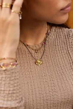 My Jewellery Collier Triple Avec Perles Roses Et Violettes Outlet
