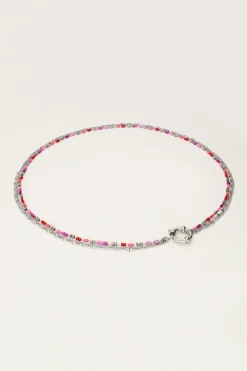 My Jewellery Collier Triple Avec Perles Rouges Et Roses Fashion