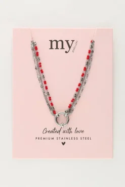 My Jewellery Collier Triple Avec Perles Rouges Online