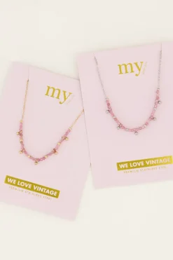 My Jewellery Collier Vintage Avec Perles Et Billes Roses Discount