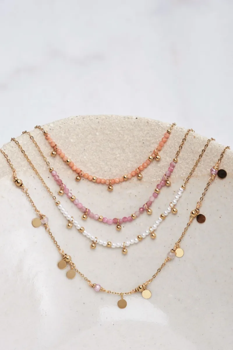 My Jewellery Collier Vintage Avec Perles Et Billes Roses Discount