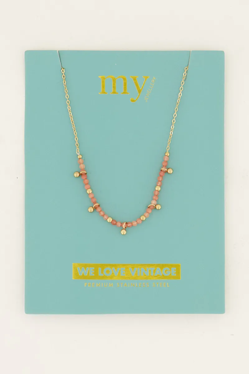 My Jewellery Collier Vintage Avec Perles Et Billes Oranges Hot