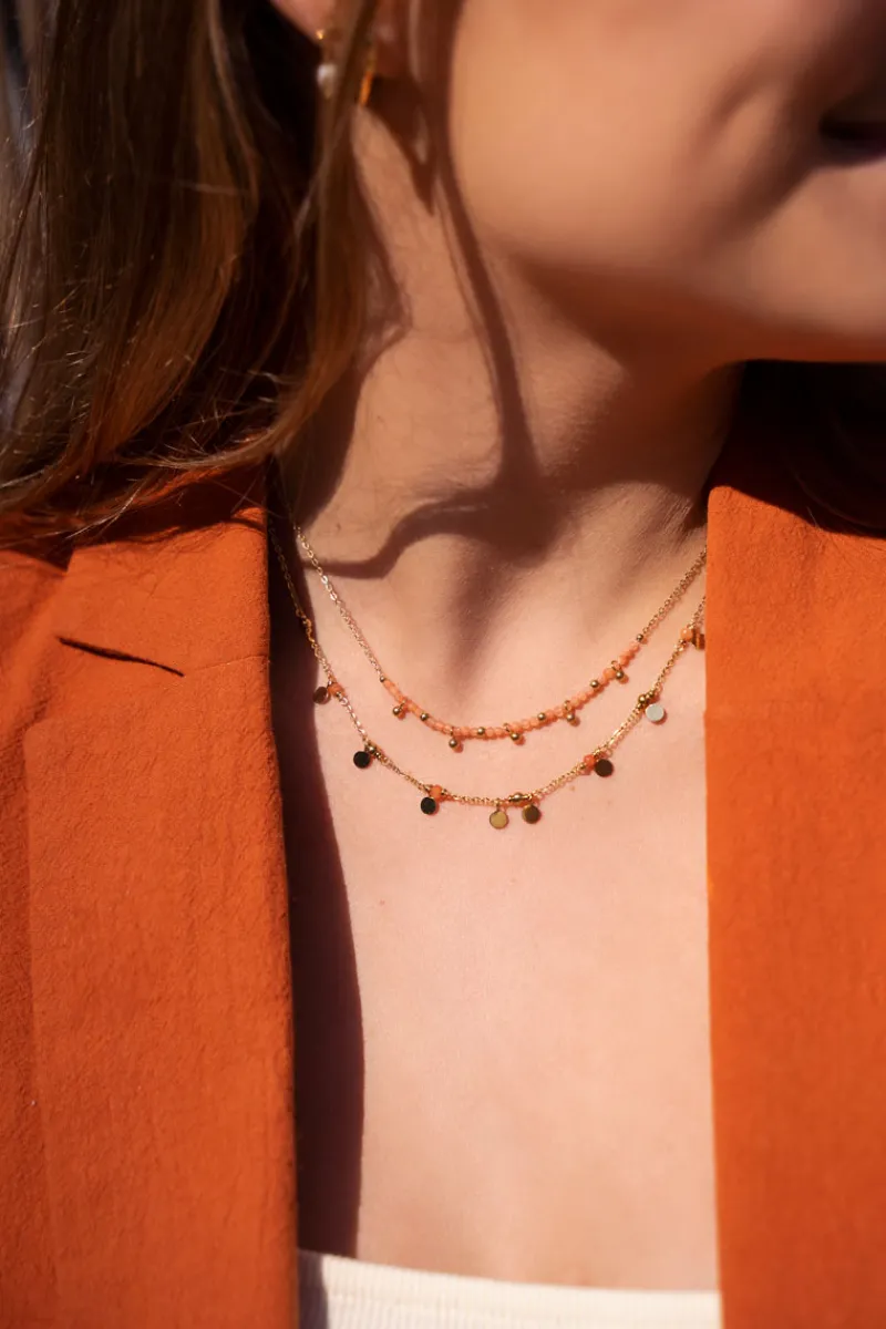 My Jewellery Collier Vintage Avec Perles Et Billes Oranges Hot