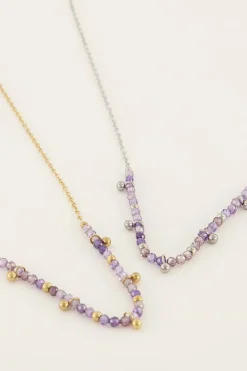 My Jewellery Collier Vintage Avec Perles Et Billes Lilas Best