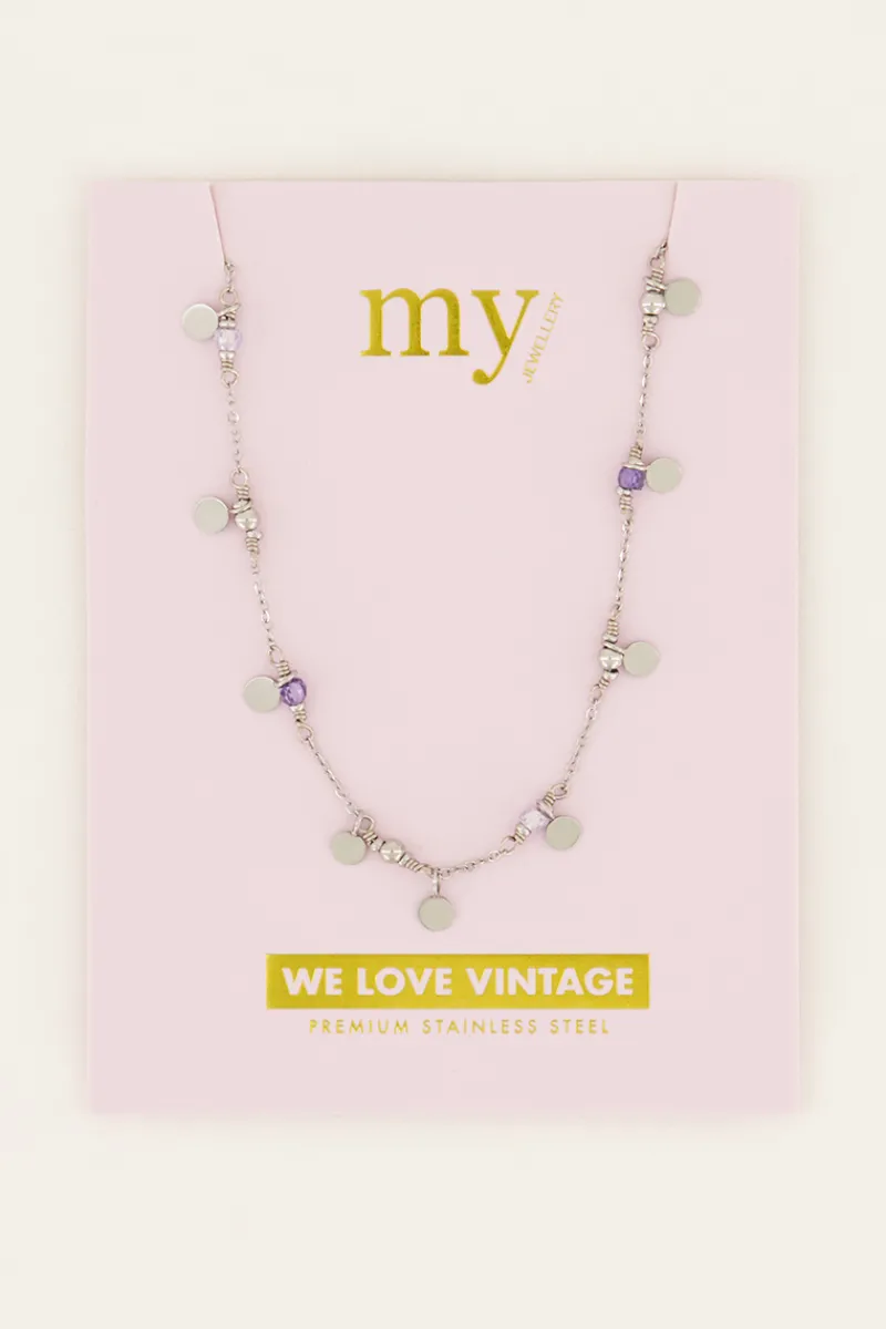 My Jewellery Collier Vintage Avec Perles Et Pastilles Lilas Best