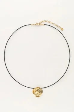My Jewellery Collier Vintage En Cordon Noir Avec Rose Sale