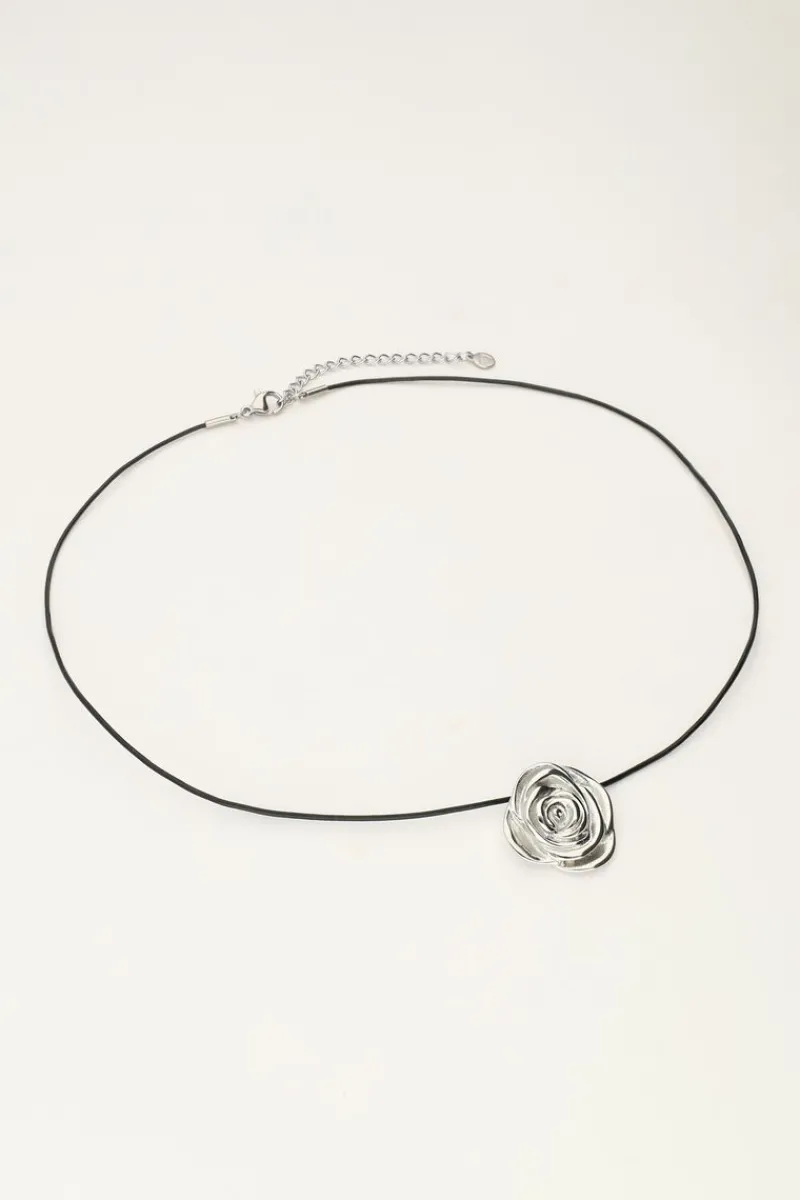 My Jewellery Collier Vintage En Cordon Noir Avec Rose Sale