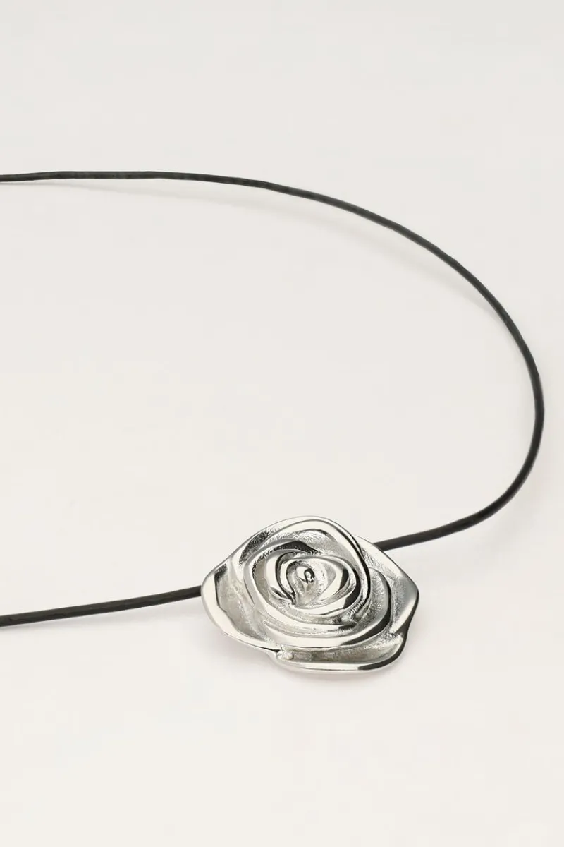 My Jewellery Collier Vintage En Cordon Noir Avec Rose Sale