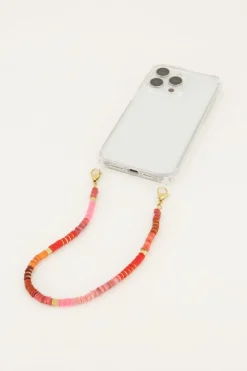 My Jewellery Cordon De Téléphone Avec Perles Rouges Et Or Discount