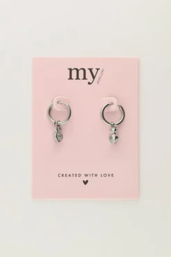 My Jewellery Créoles Avec Double Cœur En Strass Hot