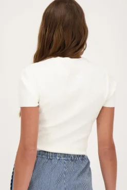My Jewellery Crop Top Basique à Manches Courtes Blanc Online