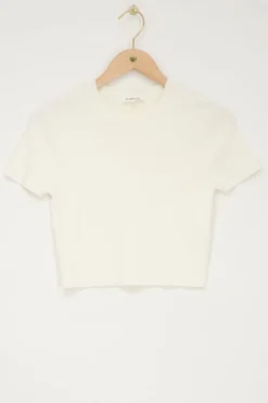 My Jewellery Crop Top Basique à Manches Courtes Blanc Online