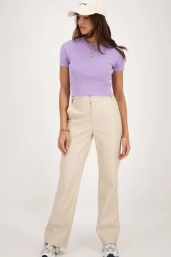 My Jewellery Crop Top Basique Lilas à Manches Courtes Violet New