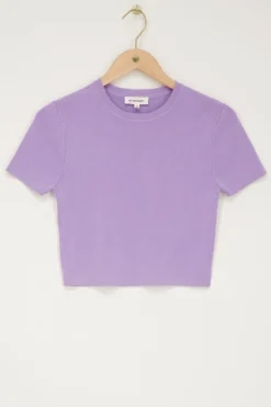 My Jewellery Crop Top Basique Lilas à Manches Courtes Violet New