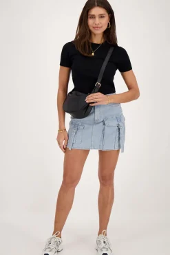 My Jewellery Crop Top Basique à Manches Courtes Noir Discount