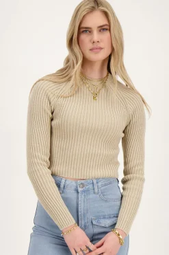 My Jewellery Crop Top Beige En Maille Fashion