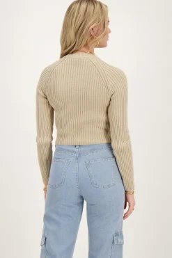My Jewellery Crop Top Beige En Maille Fashion