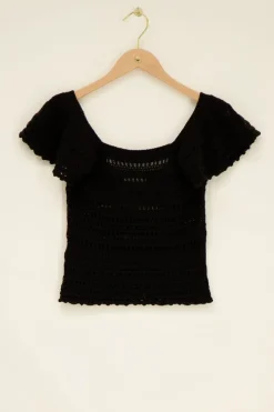 My Jewellery Crop Top Noir Ajouré Outlet