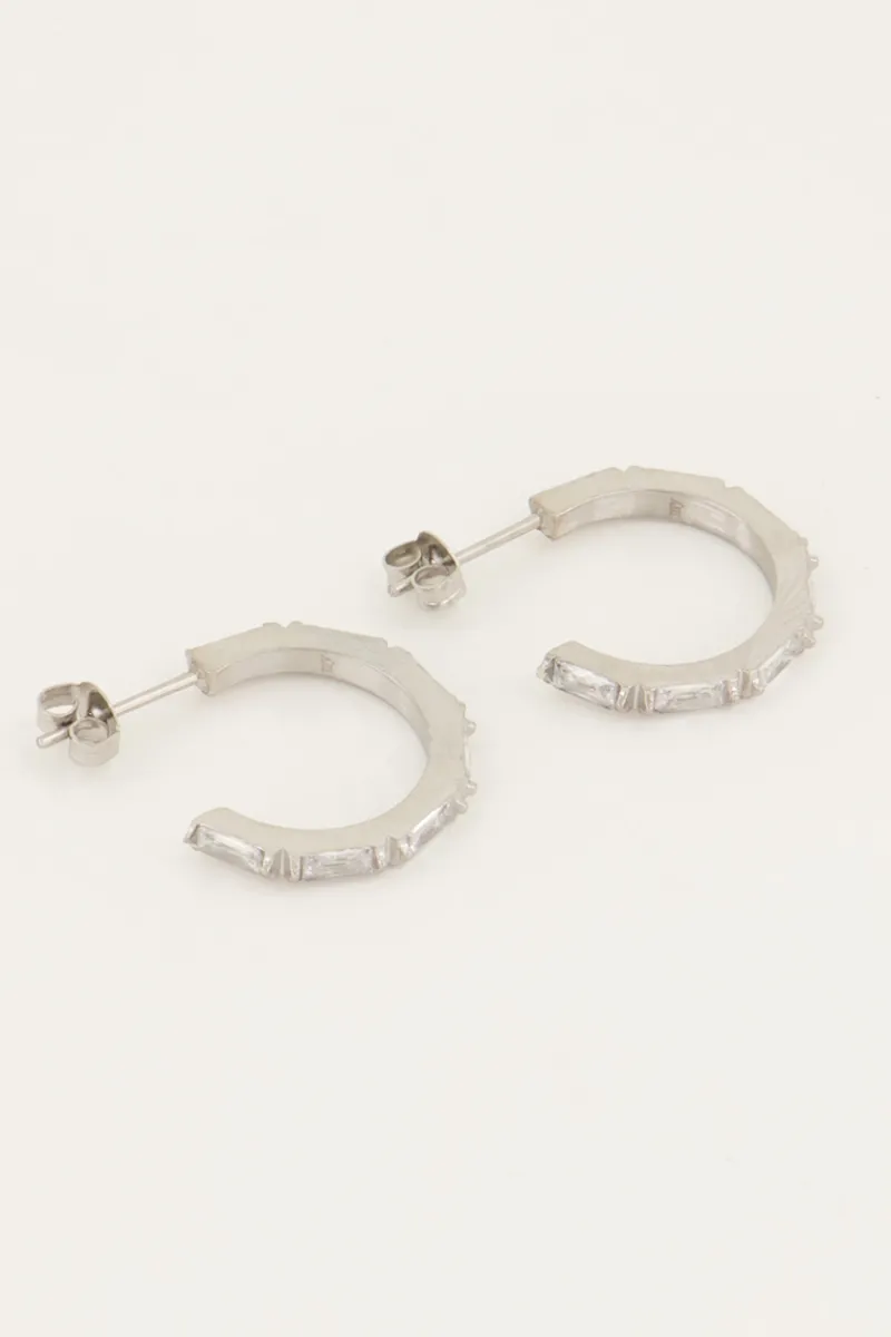 My Jewellery Demi Créoles Avec Cristaux Rectangulaires Clearance