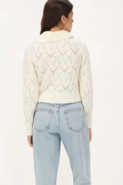 My Jewellery Gilet Ajouré Blanc Avec Col De Luxe Outlet