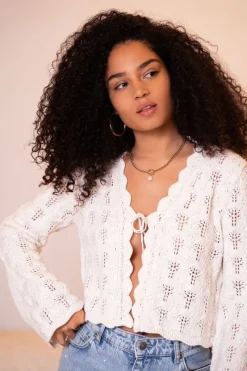 My Jewellery Gilet Ajouré Blanc Avec Nœud Hot