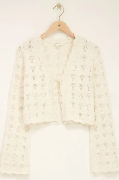 My Jewellery Gilet Ajouré Blanc Avec Nœud Hot