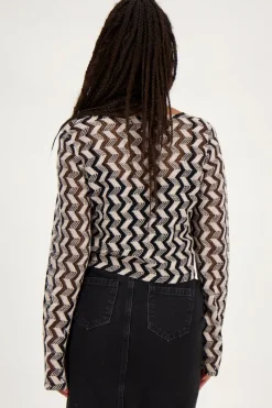My Jewellery Gilet En Crochet Noir Et Beige Discount