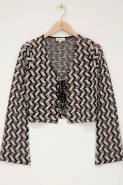 My Jewellery Gilet En Crochet Noir Et Beige Discount