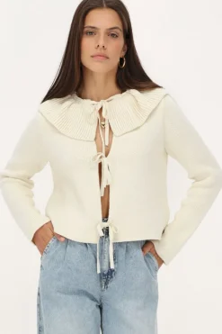 My Jewellery Gilet En Maille Crème Avec Nœuds Best