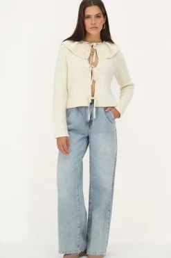 My Jewellery Gilet En Maille Crème Avec Nœuds Best