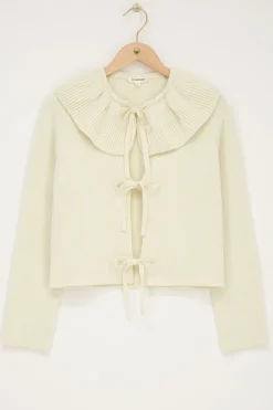 My Jewellery Gilet En Maille Crème Avec Nœuds Best