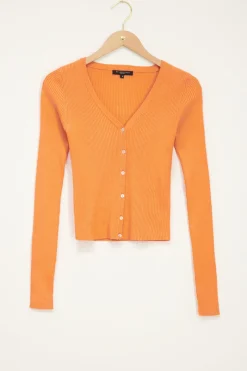 My Jewellery Gilet En Maille Côtelée Orange Sale
