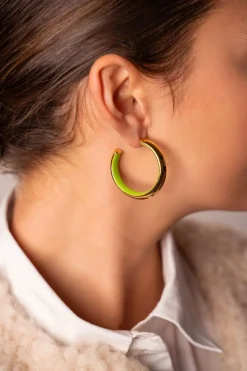 My Jewellery Grandes Créoles Candy Avec Intéreur Vert Sale