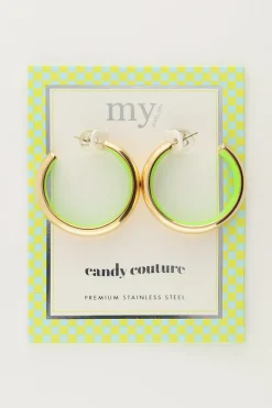 My Jewellery Grandes Créoles Candy Avec Intéreur Vert Sale