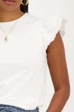 My Jewellery Haut Avec Manches Brodées Blanc Sale