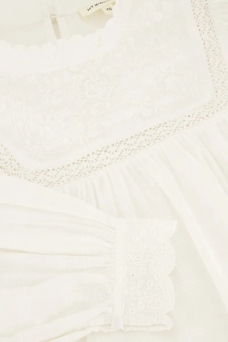 My Jewellery Haut Avec Rubans Et Broderies Blanc Sale