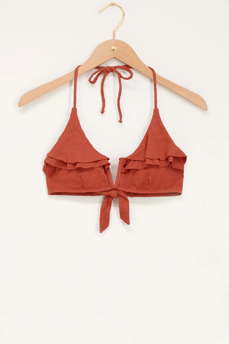 My Jewellery Haut De Bikini à Volants Rouille Discount