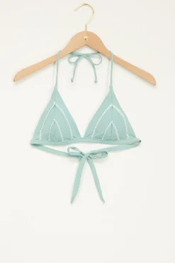 My Jewellery Haut De Bikini Triangle Bleu Clair Avec Broderie Fashion