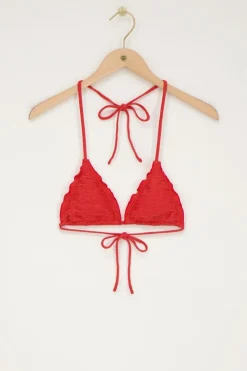 My Jewellery Haut De Bikini Triangle Corail à Volants En Lurex Rouge/Corail Best