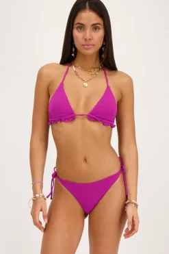 My Jewellery Haut De Bikini Triangle Violet Côtelé Avec Volants Sale