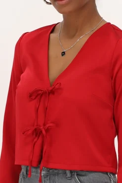 My Jewellery Haut Effet Satiné Avec Nœuds Rouge Outlet