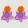 My Jewellery Island Boucle D'oreille Avec Deux Fleurs Mauves Outlet