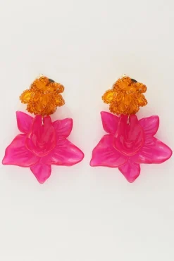 My Jewellery Island Boucle D'oreille Avec Deux Fleurs Roses Outlet