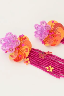 My Jewellery Island Boucles D'oreilles Avec Fleurs Et Brins Roses Clearance
