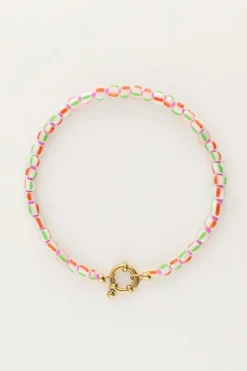 My Jewellery Island Bracelet En Perles Vertes Avec Fermoir Outlet