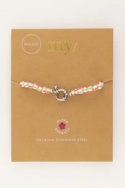 My Jewellery Island Bracelet En Perles Vertes Avec Fermoir Outlet