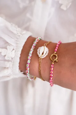 My Jewellery Island Bracelet En Perles Vertes Avec Fermoir Outlet