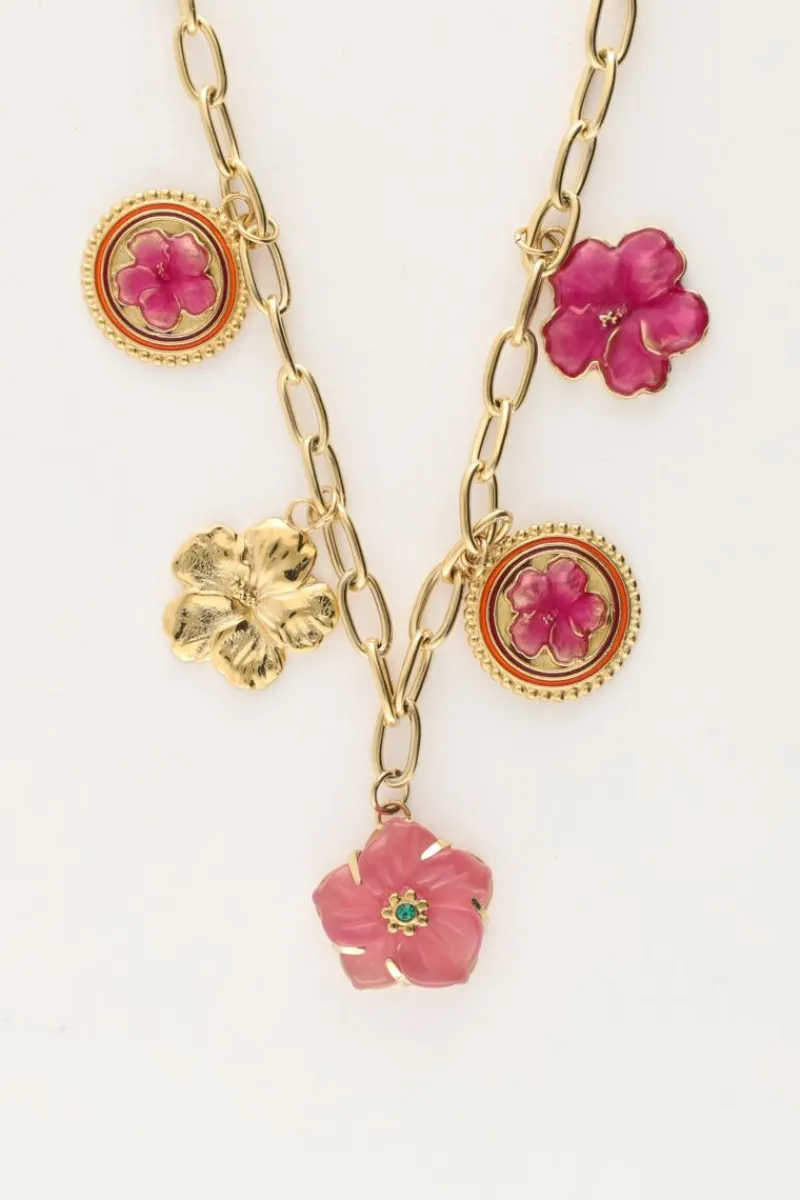 My Jewellery Island Collier Avec 5 Charms Fleurs Discount