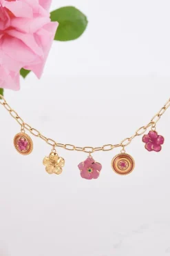 My Jewellery Island Collier Avec 5 Charms Fleurs Discount